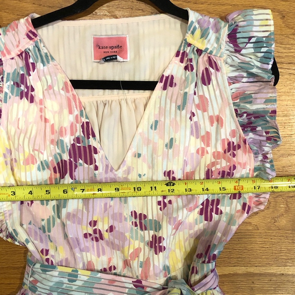 NWOT kate spade Pastel Floral Ruffle-Sleeve Dress in Multi pastel colors - Picture 13 of 14